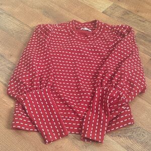 Madewell Red and White Patterned Sweatshirt